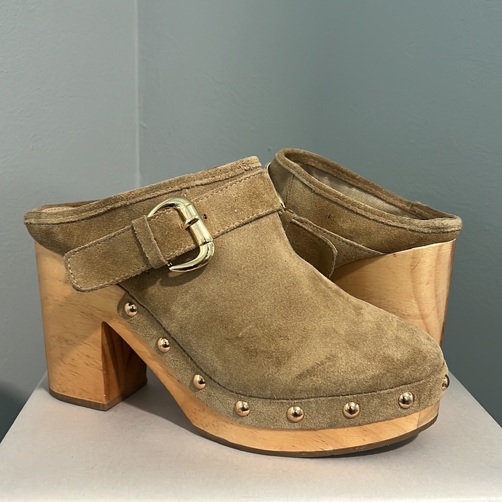 Steve Madden Hilde Suede Heeled Mule Clog - Picture 3 of 14